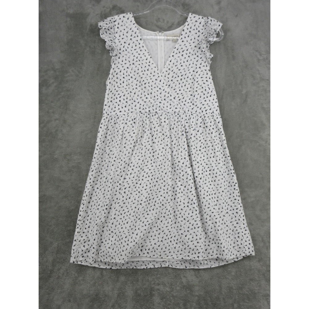 LOFT Dress Women Size 10 Floral Eyelet Ruffle Mini Romantic Coquette Babydoll